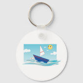 Ocean Scene met Sailboot Sleutelhanger (Voorkant)