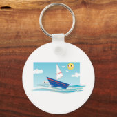 Ocean Scene met Sailboot Sleutelhanger (Voorkant)