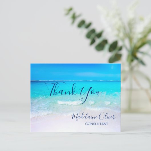 Ocean Scene Summer Beach Blue Dank je Briefkaart (Staand voorkant)