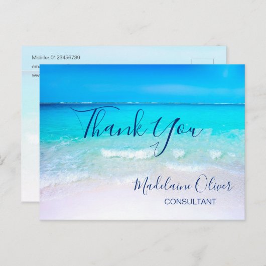 Ocean Scene Summer Beach Blue Dank je Briefkaart (Voorkant / Achterkant)