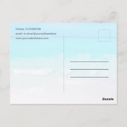 Ocean Scene Summer Beach Blue Dank je Briefkaart (Achterkant)