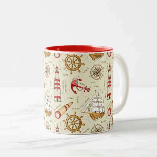 Ocean Scene Tweekleurige Koffiemok (Voorkant rechts)