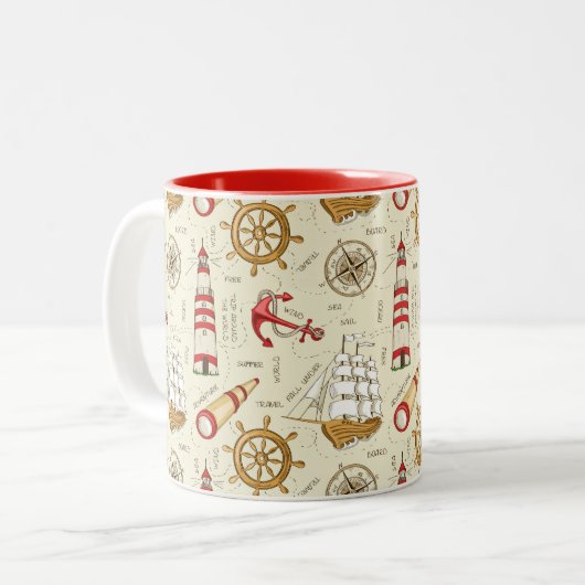 Ocean Scene Tweekleurige Koffiemok (Voorkant links)