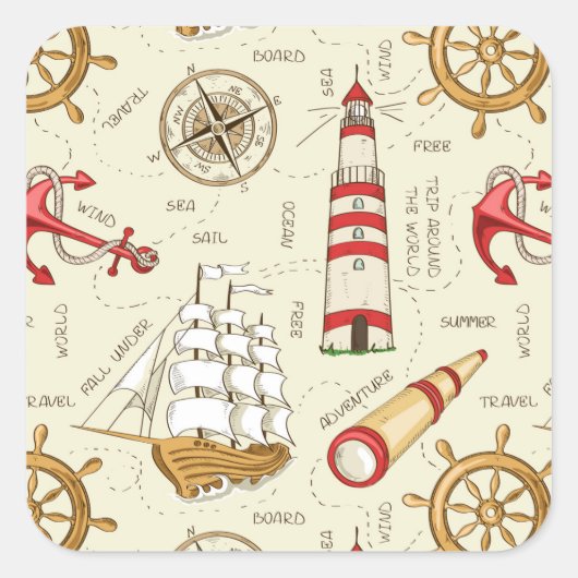 Ocean Scene Vierkante Sticker (Voorkant)