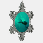 Ocean Scuba Diver Tin Sneeuwvlok Ornament (Links)