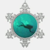 Ocean Scuba Diver Tin Sneeuwvlok Ornament (Voorkant)