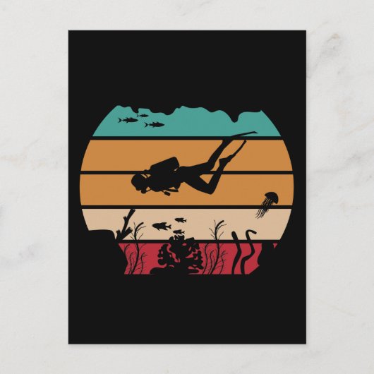 Ocean Scuba Diving Retro Diver Briefkaart (Voorkant)
