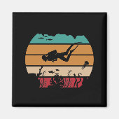 Ocean Scuba Diving Retro Diver Magneet (Voorkant)