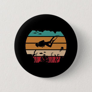 Ocean Scuba Diving Retro Diver Ronde Button 5,7 Cm