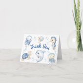 Ocean Sea Baby Shower Boy Folded Thank You Card Bedankkaart (Voorkant)