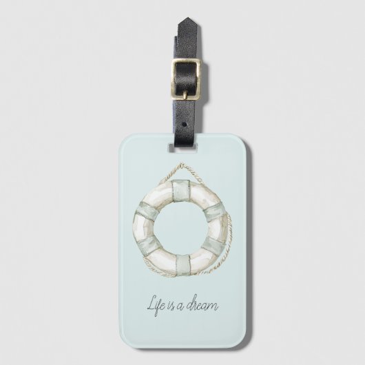 Ocean Sea Mint White Round Floating Device Bagagelabel (Voorkant (verticaal))