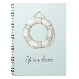 Ocean Sea Mint White Round Floating Device Notitieboek