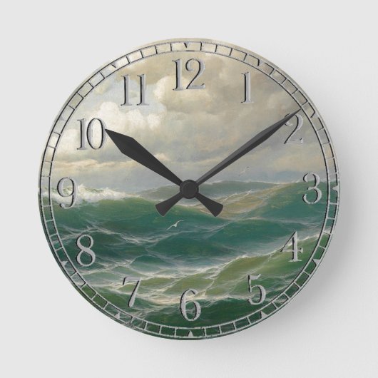 Ocean Seabird Waves Zee Jensen Wall Clock Ronde Klok (Voorkant)
