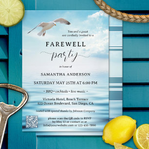 Ocean Seagull Freedom Farewell Retirement Invitati Kaart