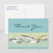 Ocean Seagull Tile Art Editable Bedankt Briefkaart (Voorkant / Achterkant)