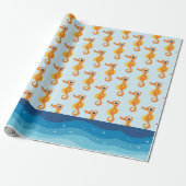 Ocean Seahorse Wrapping Paper Cadeaupapier (Uitgerold)