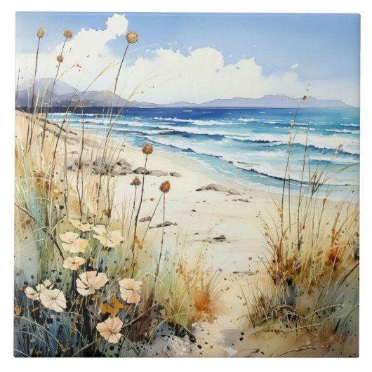 Ocean Seascape waterverf Tegeltje (Voorkant)