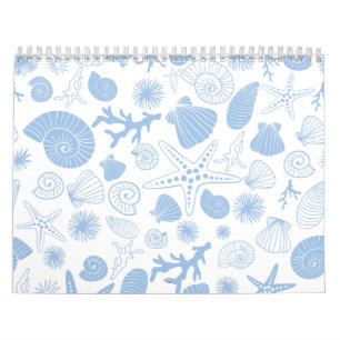 Ocean Seashell Light Blue Nautical Seashore Beach Kalender