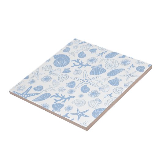 Ocean Seashell Light Blue Nautical Seashore Beach Tegeltje (Zijkant)