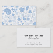 Ocean Seashell Light Blue Nautical Seashore Beach Visitekaartje (Voorkant / Achterkant)