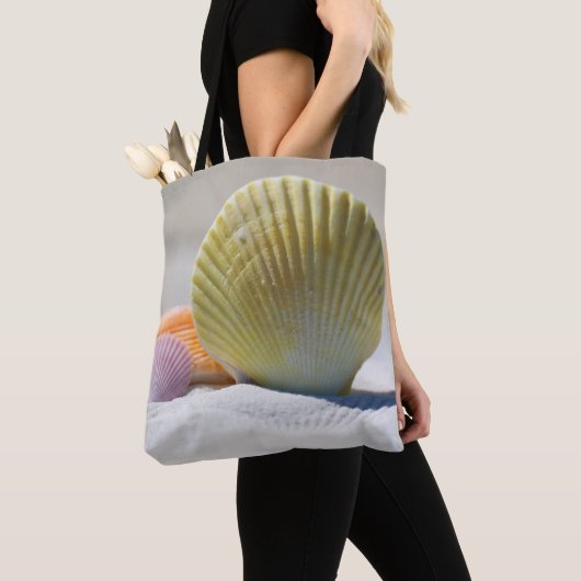 Ocean Seashell op Coastal Beach Design Tote Bag (Dichtbij)