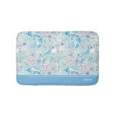 Ocean Seashell Patroon met Naam Blauw Badmat (Voorkant)