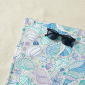  Ocean Seashell Patroon met Naam Blauw Strandlaken (In situ)