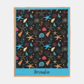 Ocean Seashell Starfish & Seahorse Beach Patroon Fleece Deken (Voorkant)