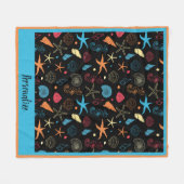 Ocean Seashell Starfish & Seahorse Beach Patroon Fleece Deken (Voorkant (Horizontaal))