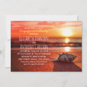 Ocean Seashell Sunset Beach Engagement Party Kaart (Voorkant)
