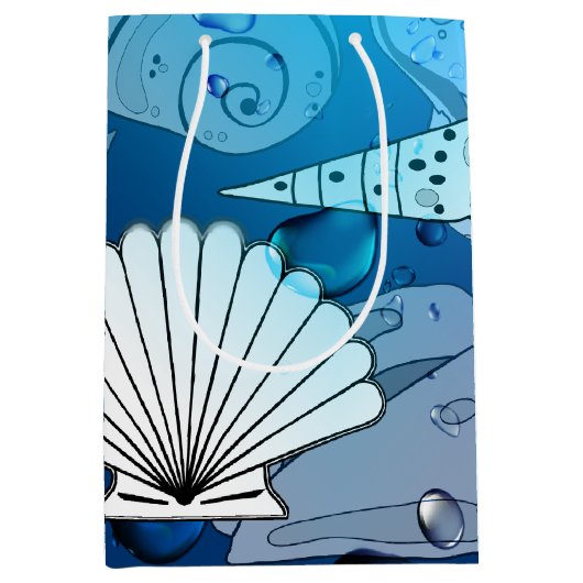 Ocean Seashells Beach Aqua Medium Cadeauzakje (Voorkant)