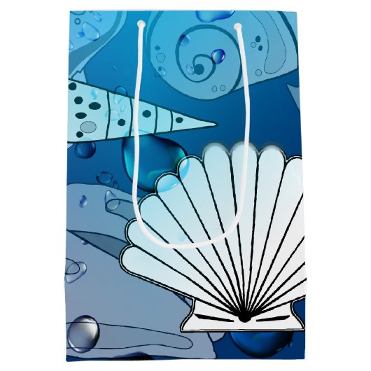 Ocean Seashells Beach Aqua Medium Cadeauzakje (Achterkant)