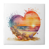 Ocean Seashells Beach Sunset Kitchen Bathroom Tegeltje (Voorkant)