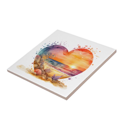 Ocean Seashells Beach Sunset Kitchen Bathroom Tegeltje (Zijkant)