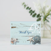 Ocean SeaShells Beach Wedding bedankt Briefkaart (Staand voorkant)
