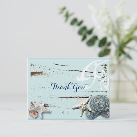 Ocean SeaShells Beach Wedding bedankt Briefkaart (Staand voorkant)