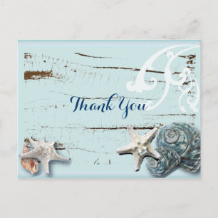 Ocean SeaShells Beach Wedding bedankt Briefkaart