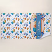 Ocean Seashells Colorful Personalized Strandlaken (Voorkant)
