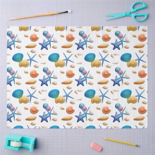 Ocean Seashells Decoupage Lg Elements Tissuepapier (Craft)
