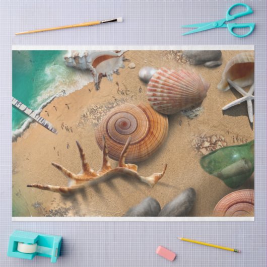 Ocean Seashells op Beach ontkoppeling Tissuepapier (Craft)