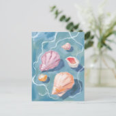 Ocean Seashells Pastel Watercolor Coastal Briefkaart (Staand voorkant)