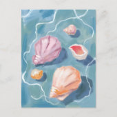 Ocean Seashells Pastel Watercolor Coastal Briefkaart (Voorkant)