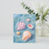 Ocean Seashells Pastel Watercolor Coastal Card (Staand voorkant)