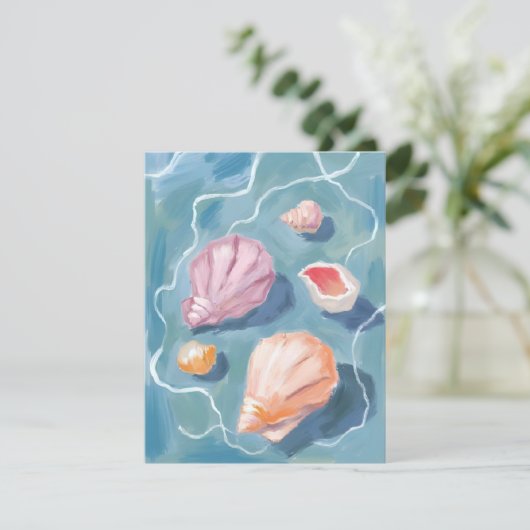 Ocean Seashells Pastel Watercolor Coastal Card (Staand voorkant)