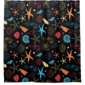 Ocean Seashells Seapaarden & Starfish Zee Life Douchegordijn (Voorkant)