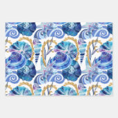 Ocean Seashells Starfish Blue Paars Gold roze Inpakpapier Vel (Voorkant 3)