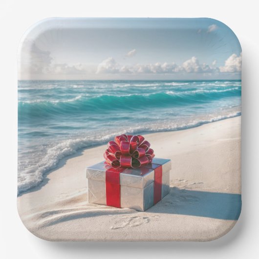 Ocean Seashore Kerstcadeau Papieren Bordje (Voorkant)