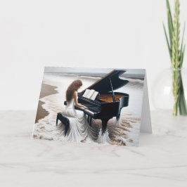 Ocean Seashore Pianist Verjaardag Kaart