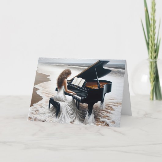 Ocean Seashore Pianist Verjaardag Kaart (Voorkant)