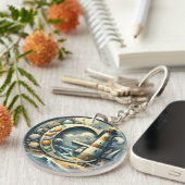 Ocean Seashore Vuurtoren Zeilboot Monogram G Sleutelhanger (Voorkant Rechts)